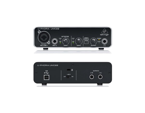 Behringer umc22 interface audio 2 entradas interfaz audio preamp midas focusrite m-audio presonus steinberg rode tc-helicon motu universal audio roland yamaha